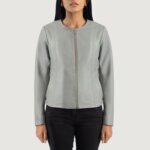 Elixir Grey Collarless Leather Jacket