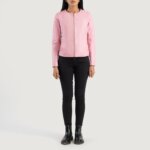 Elixir Pink Collarless Leather Jacket