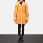 Erica Shearling Beige Leather Coat