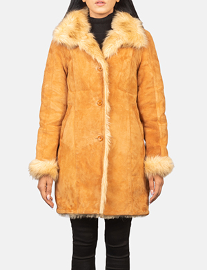 Erica Shearling Beige Leather Coat