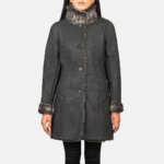 Erica Shearling Black Leather Coat