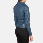 Flashback Blue Leather Biker Jacket