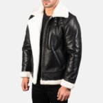 Francis B-3 Black & White Leather Bomber Jacket