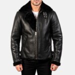 Francis B-3 Black Leather Bomber Jacket