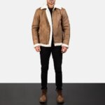 Francis B-3 Distressed Brown Leather Bomber Jacket