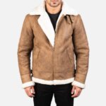 Francis B-3 Distressed Brown Leather Bomber Jacket