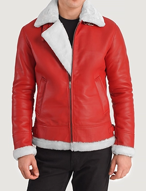 Francis B-3 Red Leather Bomber Jacket