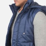 Fuston Blue Hooded Puffer Vest