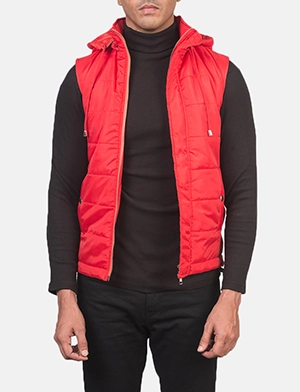 Fuston Red Hooded Puffer Vest