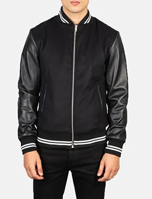 Harrison Black Hybrid Varsity Jacket