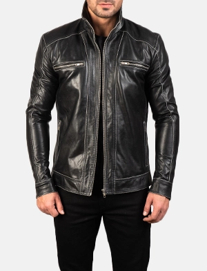 Hudson Black Leather Biker Jacket