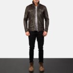 Hudson Brown Leather Biker Jacket