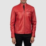 Ionic Red Leather Biker Jacket