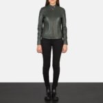 Kelsee Green Leather Biker Jacket