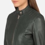 Kelsee Green Leather Biker Jacket