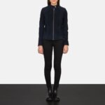 Kelsee Navy Blue Suede Biker Jacket