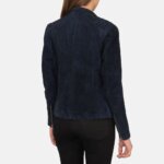 Kelsee Navy Blue Suede Biker Jacket