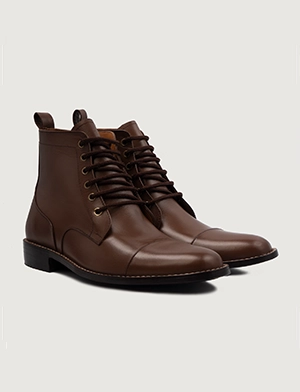 Knight Derby Brown Leather Boots