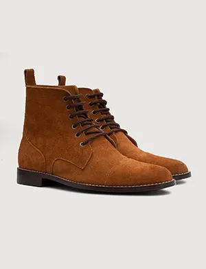 Knight Derby Brown Suede Leather Boots