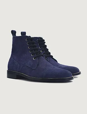 Knight Derby Midnight Blue Suede Leather Boots