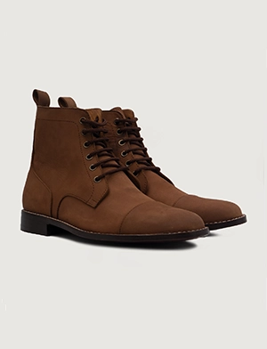 Knight Derby Oil Pull-up Brown Leather Boots
