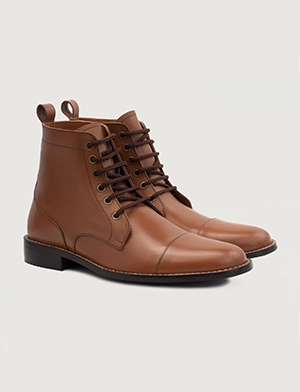 Knight Derby Tan Leather Boots