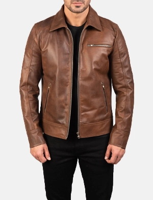 Lavendard Brown Leather Biker Jacket
