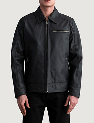 Lavendard Matte Black Leather Biker Jacket