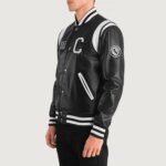 Liberte California Black Leather Varsity Jacket