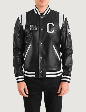 Liberte California Black Leather Varsity Jacket