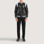 Liberte Illinois Black Leather Varsity Jacket