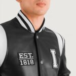 Liberte Illinois Black Leather Varsity Jacket