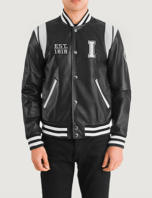 Liberte Illinois Black Leather Varsity Jacket