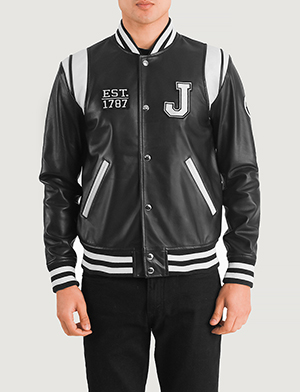 Liberte New Jersey Black Leather Varsity Jacket