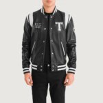 Liberte Texas Black Leather Varsity Jacket