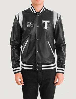 Liberte Texas Black Leather Varsity Jacket