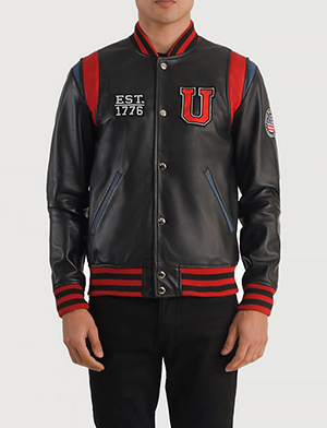 Liberte USA Black Leather Varsity Jacket