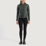 Luna Green Hooded Leather Bomber Jacket