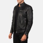 Mack Black Leather Biker Jacket