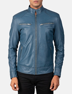 Mack Blue Leather Biker Jacket