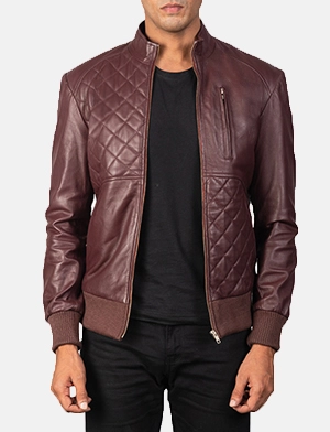 Moda Maroon Leather Bomber Jacket