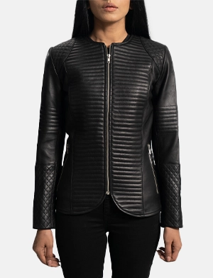 Nexi Quilted Black Leather Jacket