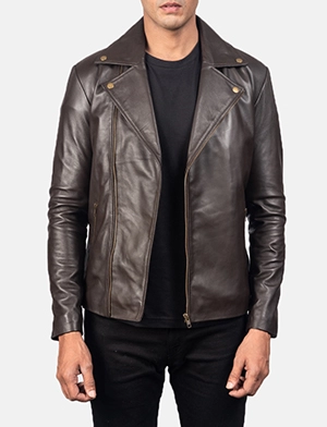 Noah Brown Leather Biker Jacket