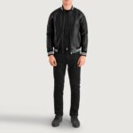 Pascal Black Leather Varsity Jacket