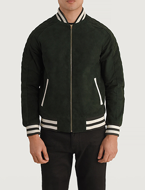 Pascal Green Suede Varsity Jacket