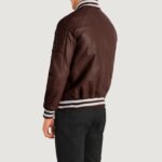 Pascal Maroon Leather Varsity Jacket