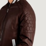 Pascal Maroon Leather Varsity Jacket