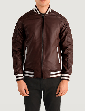 Pascal Maroon Leather Varsity Jacket