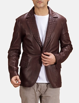 Radaron Quilted Maroon Leather Blazer