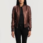 Reida Maroon Leather Bomber Jacket